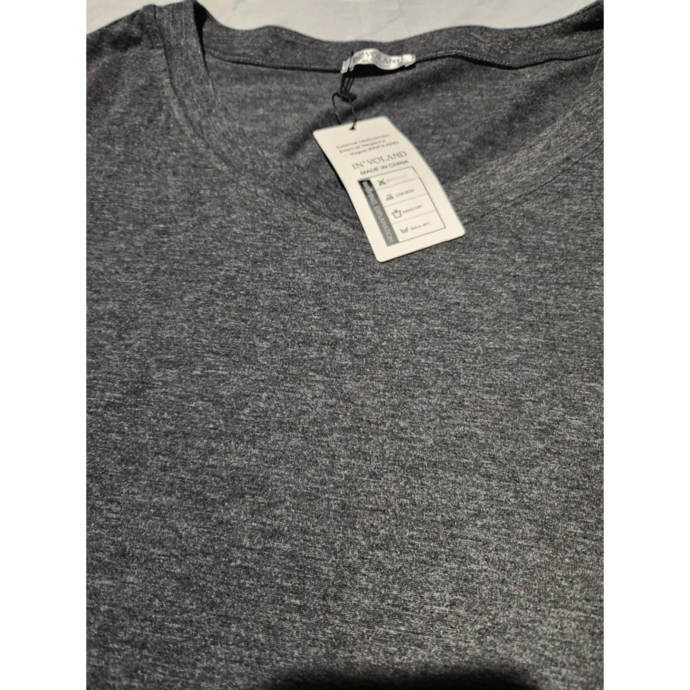 IN'VOLAND‎ Womens Plus Size 22W V-Neck Short Sleeve Heather Grey T-Shirt NWT